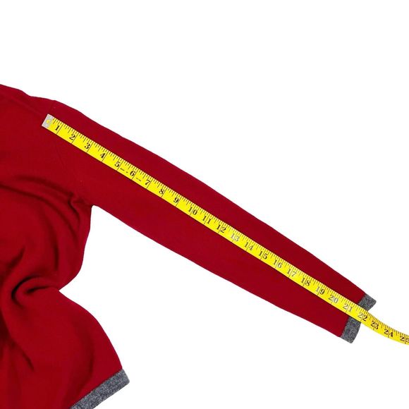 El Daws 2 ply Cashmere Cardigan Sweater Button Front Stacked Pockets Red Gray, S - Picture 8 of 8